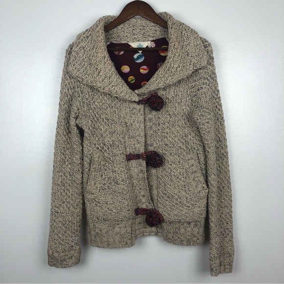 Anthropologie HWR Mormor Pom Pom Cardigan Marbled Size M - Picture 1 of 10